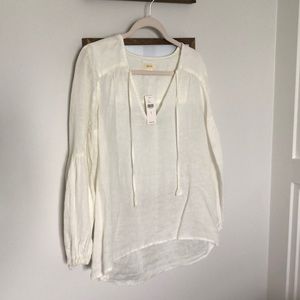 Anthropologie ivory linen top